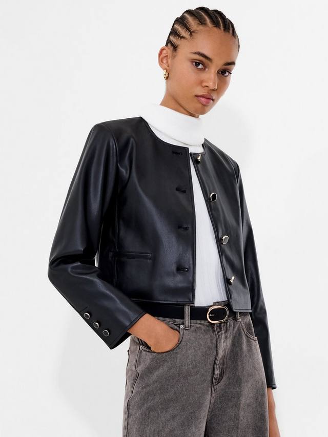 

Короткая куртка Dessa из искусственной кожи French Connection, Black