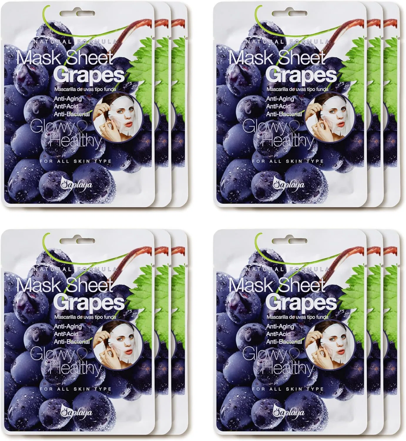 Тканевая маска для лица Saplaya Grape 12 шт
