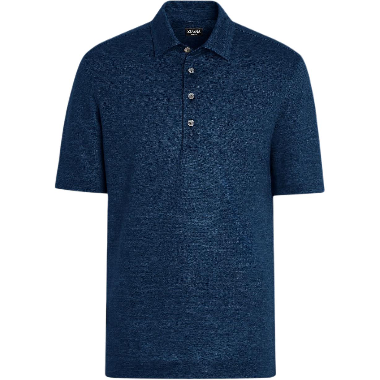 

Zegna Oasi Lino поло с короткими рукавами Ermenegildo Zegna, синий