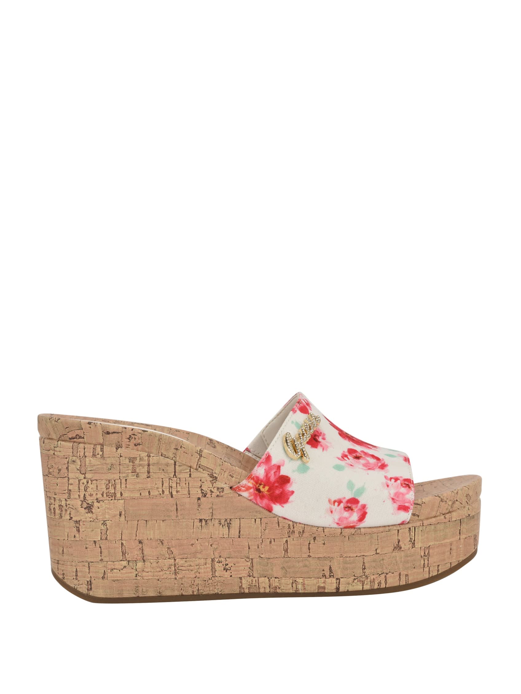 Четырехцветные цветочные мюли на пробковой платформе Guess Factory, Floral — фото 3