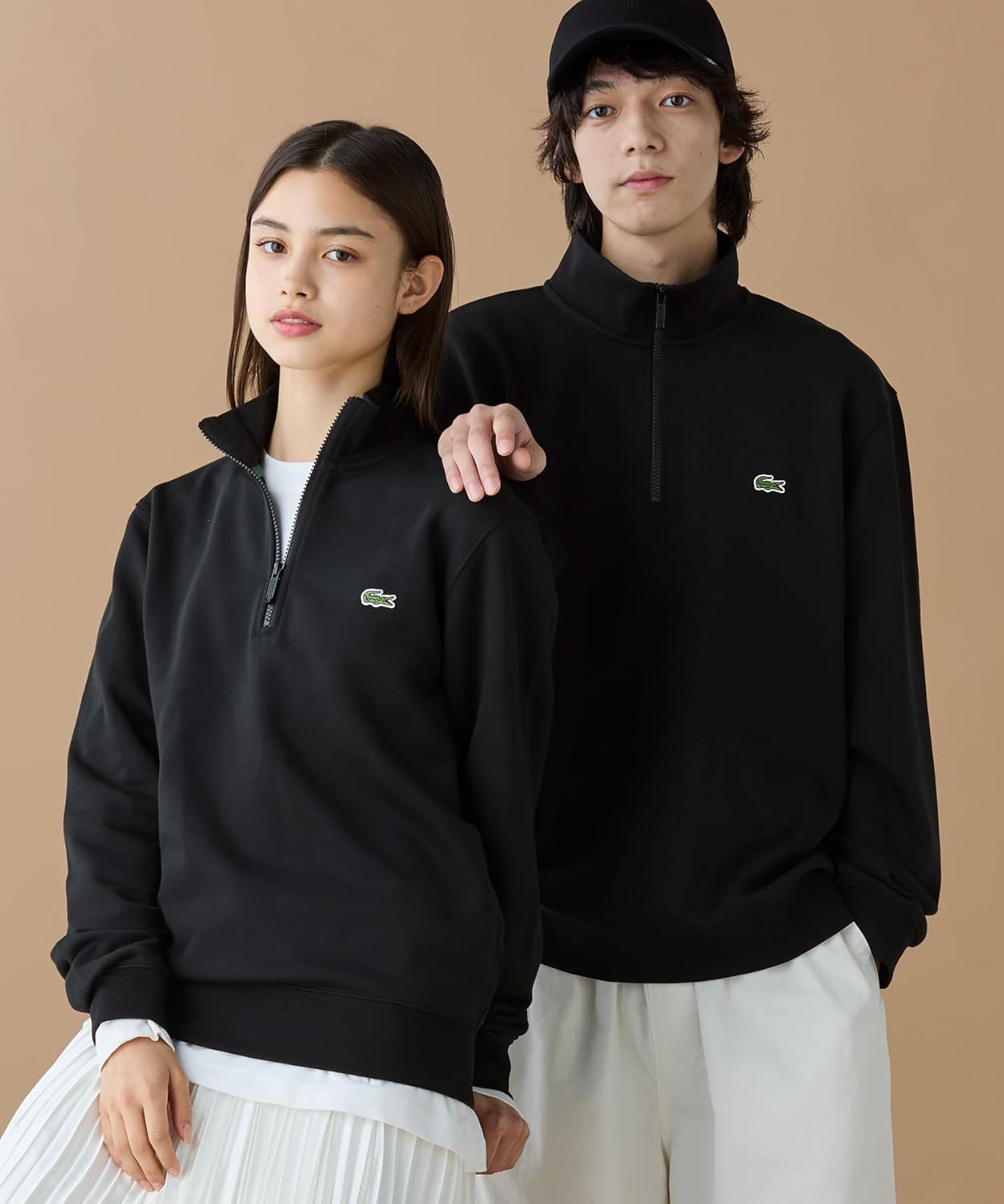 Толстовка Lacoste Мужская с высоким воротником и молнией до середины груди, черный — фото 3