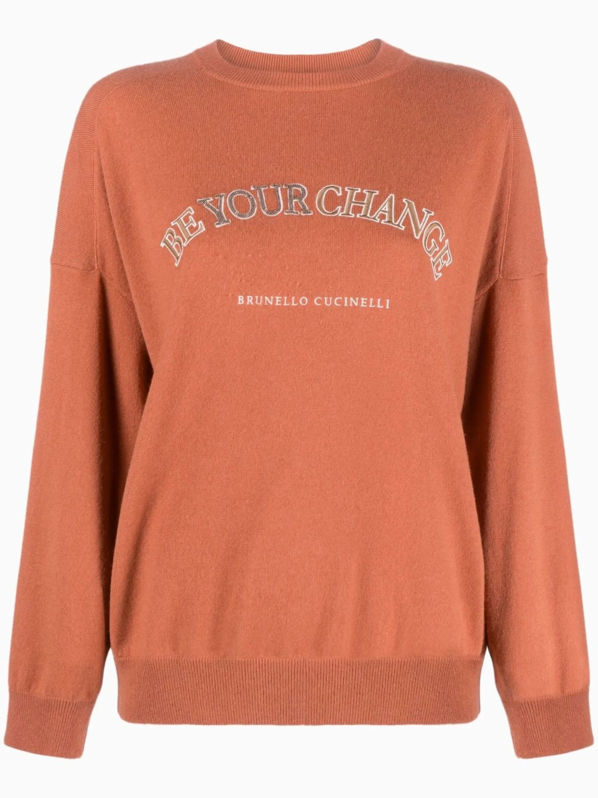 

Джемпер с вышивкой Brunello Cucinelli, оранжевый