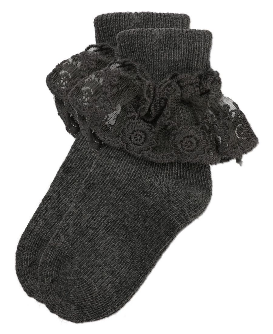 

Детские многослойные кружевные носки-колпачки из хлопковой смеси для девочек MeMoi, Light gray