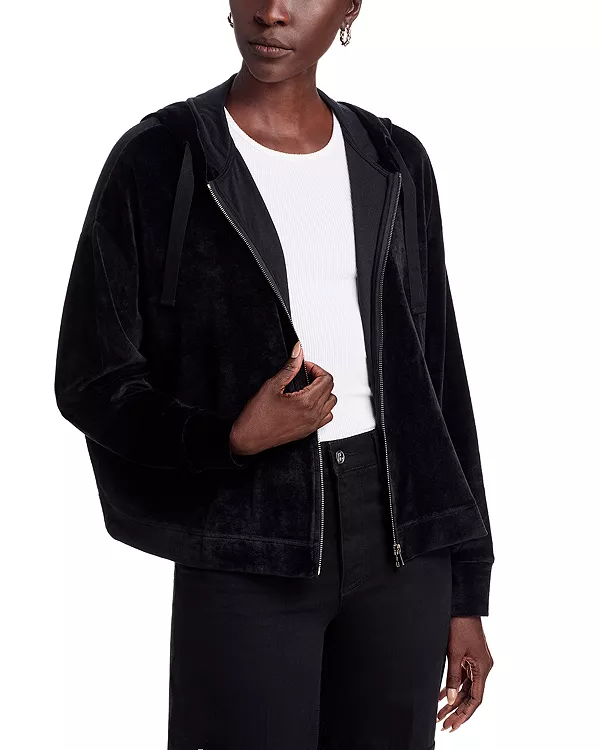 

Велюровая толстовка на молнии спереди Majestic Filatures, черный