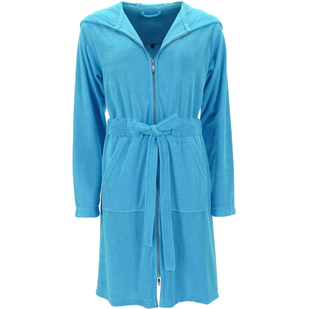 

Халат Tampa, идеально подходит для сауны и спа, гостиничный халат, утренний халат, 1 шт., с карманом-кенгуру, на молнии Vossen, Ice blue