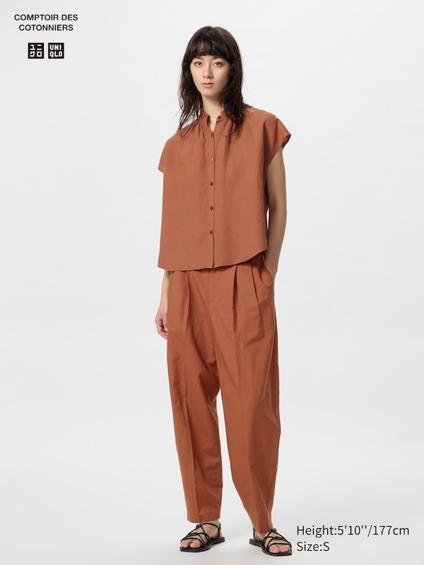 

Брюки-Бочонки из льняной смеси Uniqlo, оранжевый