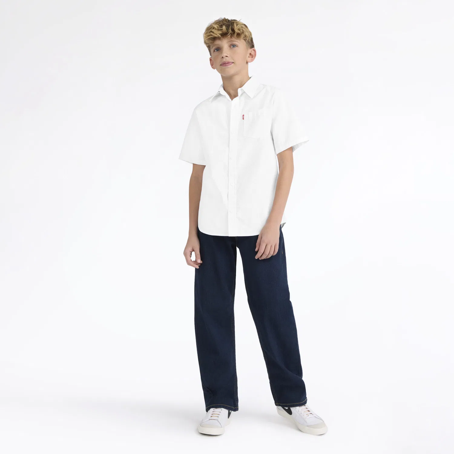 Тканая рубашка с коротким рукавом для мальчиков 8-20 лет Levi's, White — фото 3