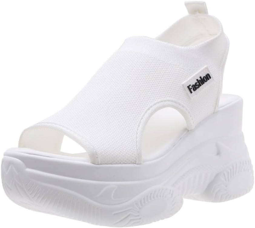 

Женские модные сандалии на высокой платформе однотонного цвета, повседневные удобные танкетки для лета, сандалии с круглым носком для повседневной носки, для прогулок, комфортная повседневная обувь для женщин для пляжа Lokolucx, белый