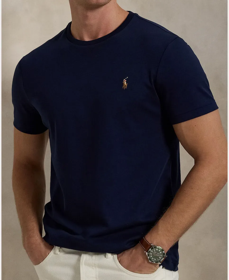 Мужская футболка из хлопка пима BCI Polo Ralph Lauren, темно-синий — фото 3