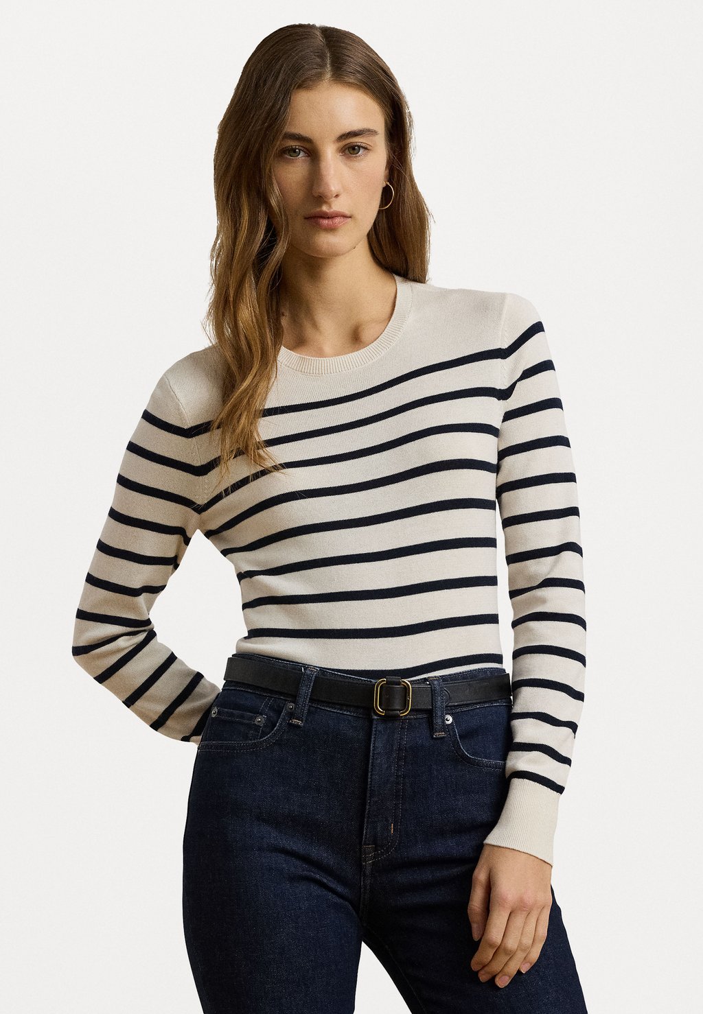 

Свитер STRIPED COTTON BLEND SWEATER Lauren Ralph Lauren, слоновая кость