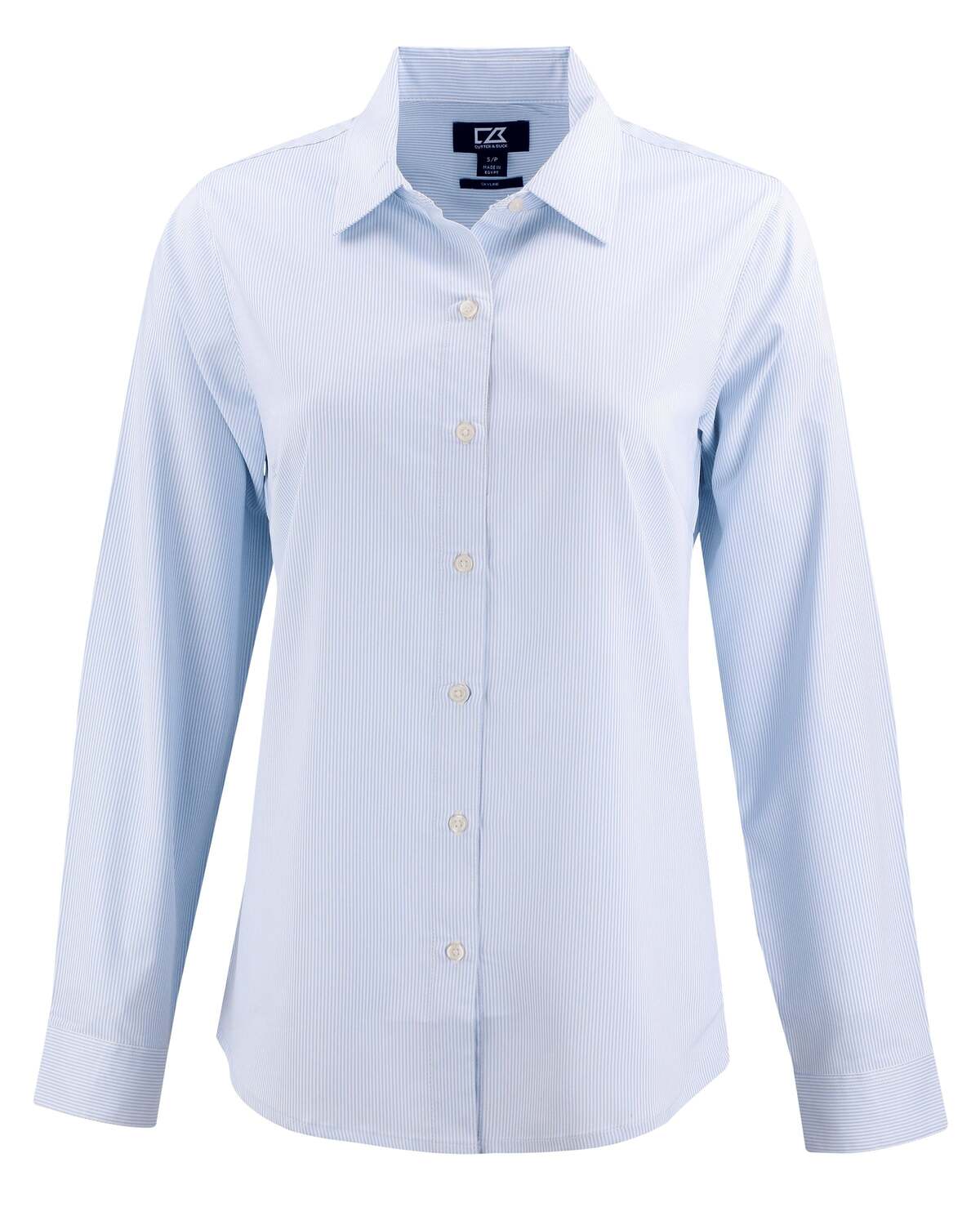 

Женская блузка с длинным рукавом Cutter & Buck Skyline Epic Confidence Recycled Pinstripe, бледно-голубой/белый