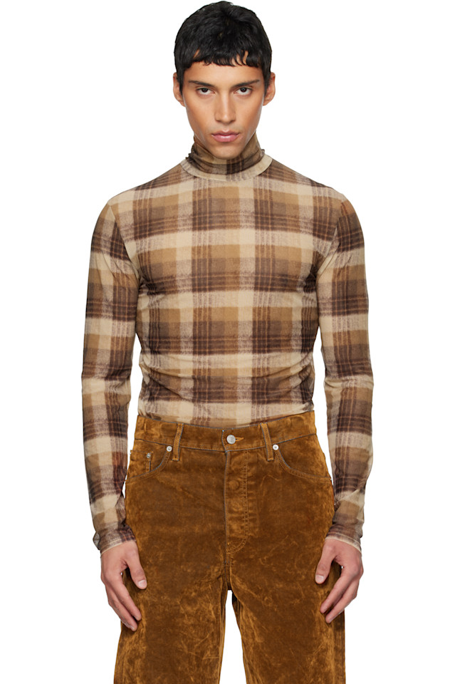 

Dries Van Noten Коричневая сетчатая водолазка