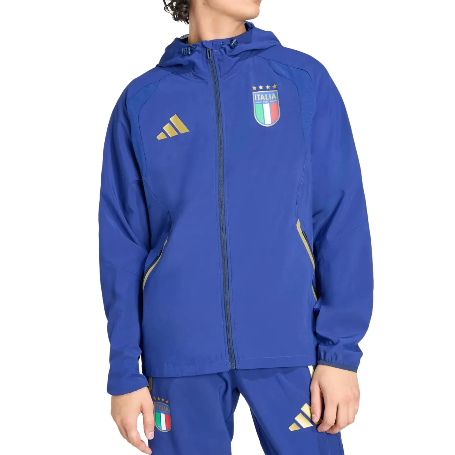 Ветровка Adidas Italy Tiro Travel Full Zip Windbreaker 'Victory Blue' — фото 2