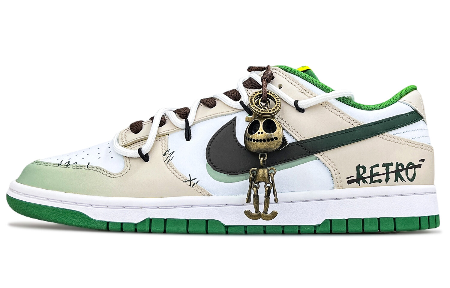 

Кроссовки Nike Dunk Skateboarding Shoes Men Low-top Green/brown/white, зеленый/коричневый