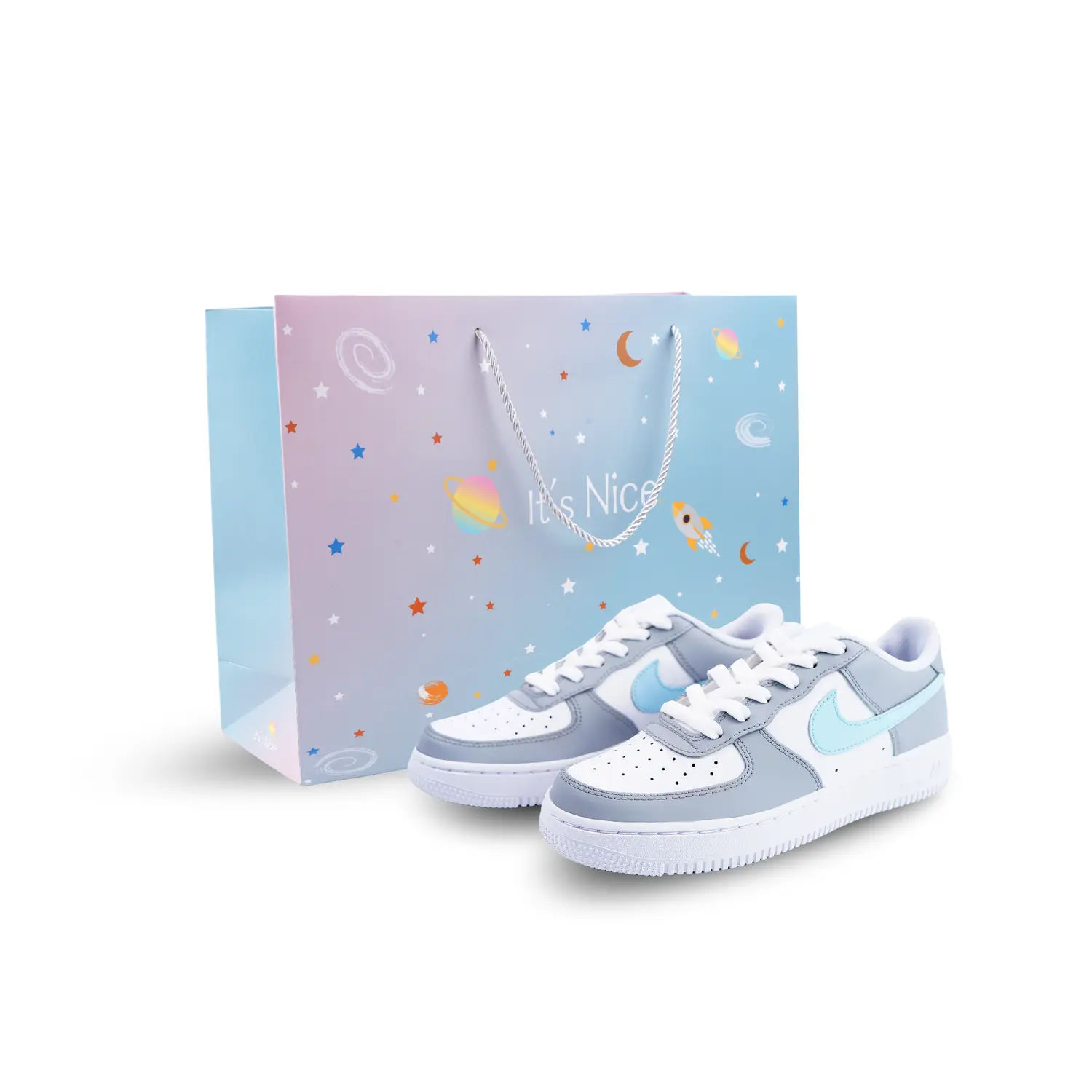 

Nike Детские кроссовки для скейтбординга Air Force 1 Low Top, серо-синие, для подростков