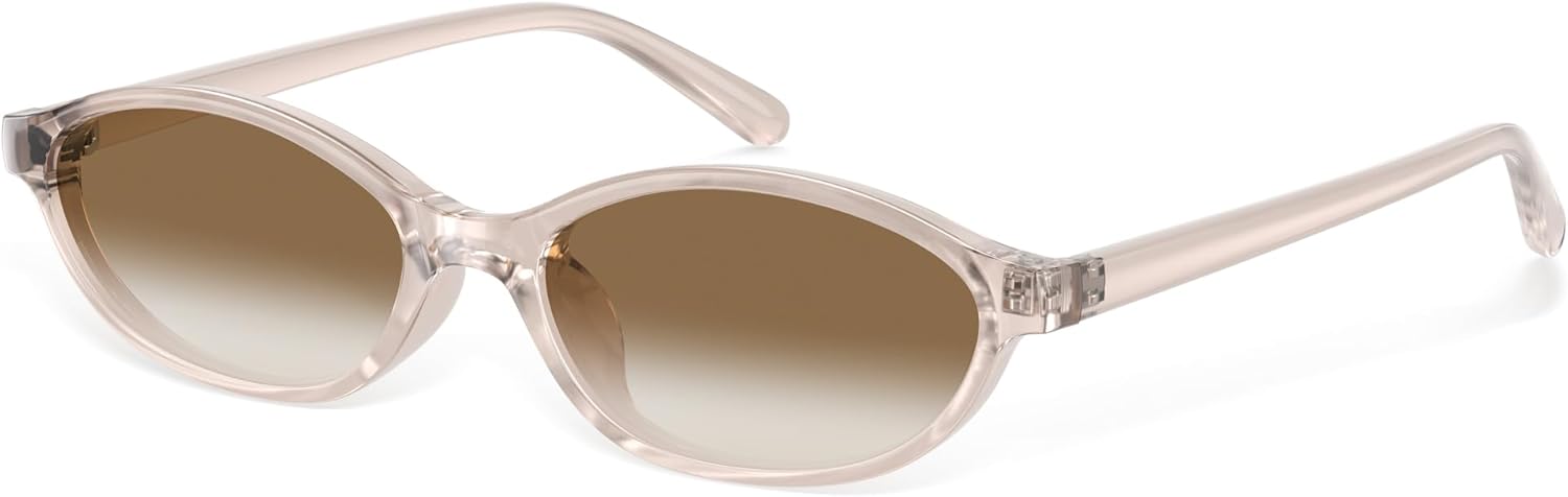 

Женские солнцезащитные очки в стиле ретро, ​​овальные, «кошачий глаз», 90-е, Y2K, защита от ультрафиолета UV400, легкие, узкие phikttu, Champagne Frame Progressive Brown