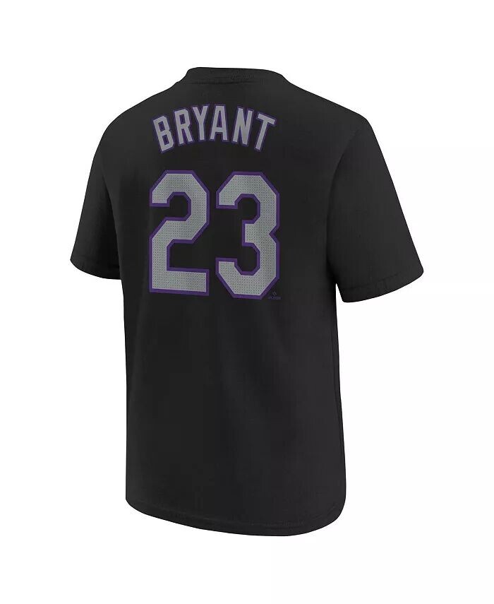 Футболка Big Boys and Girls Kris Bryant Black Colorado Rockies Home с именем игрока и номером Nike, черный — фото 2