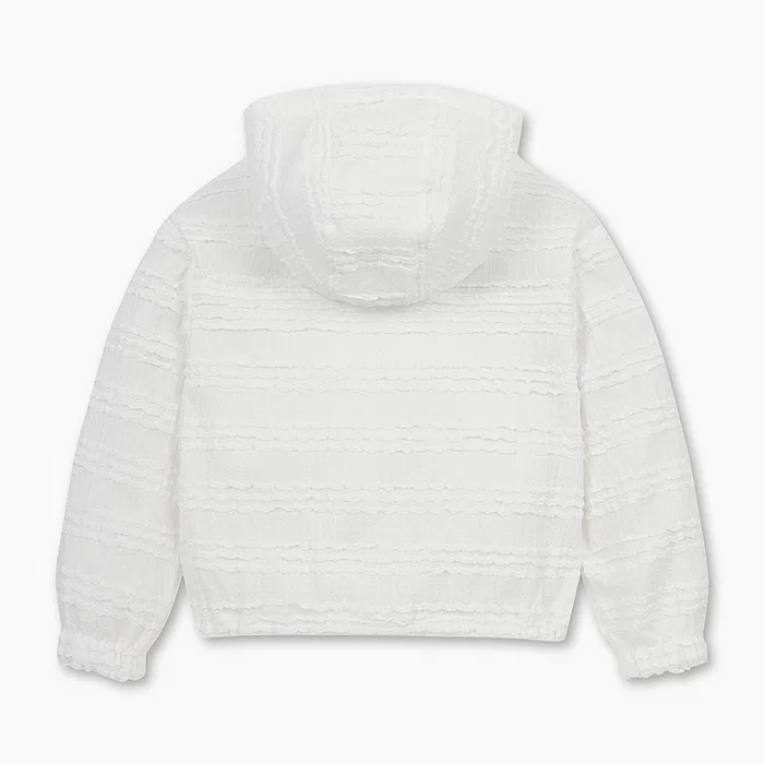 Детская куртка из ткани с кружевными вставками цвета айвори от Benetton Kids — фото 2