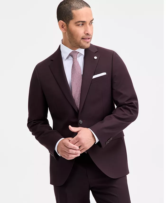 

Мужской современный пиджак из шерстяной смеси бордо Ted by Ted Baker, красный