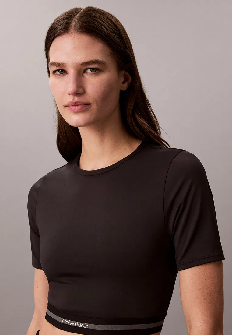 Футболка спортивная, укороченная, быстросохнущая, Calvin Klein Sport, черный — фото 3