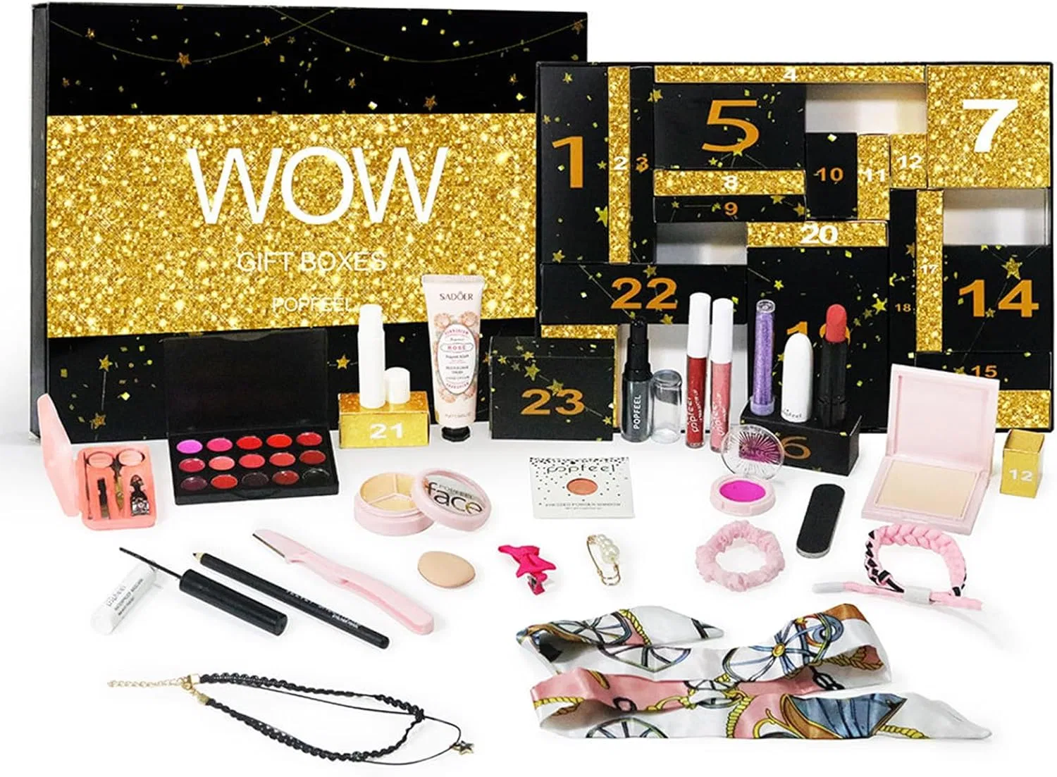 Набор косметики POPFEEL Christmas Makeup Advent Calendar, 24 предмета, черный Pretty Rabbit Piaoliangtu