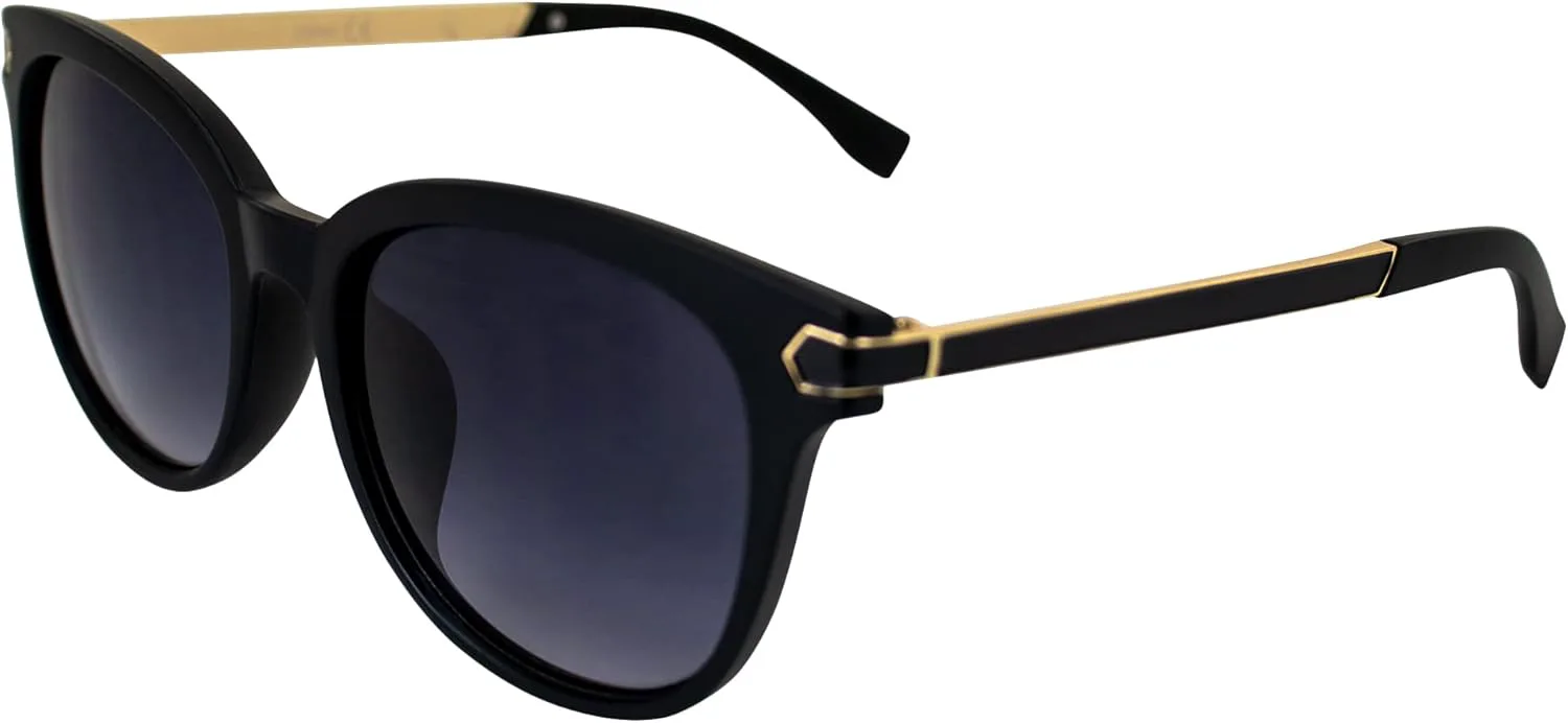 

Солнцезащитные очки AlterImage Allure Fashion Retro для женщин, черная оправа с двухцветными металлическими дужками и градиентными дымчатыми линзами, Black-smoke