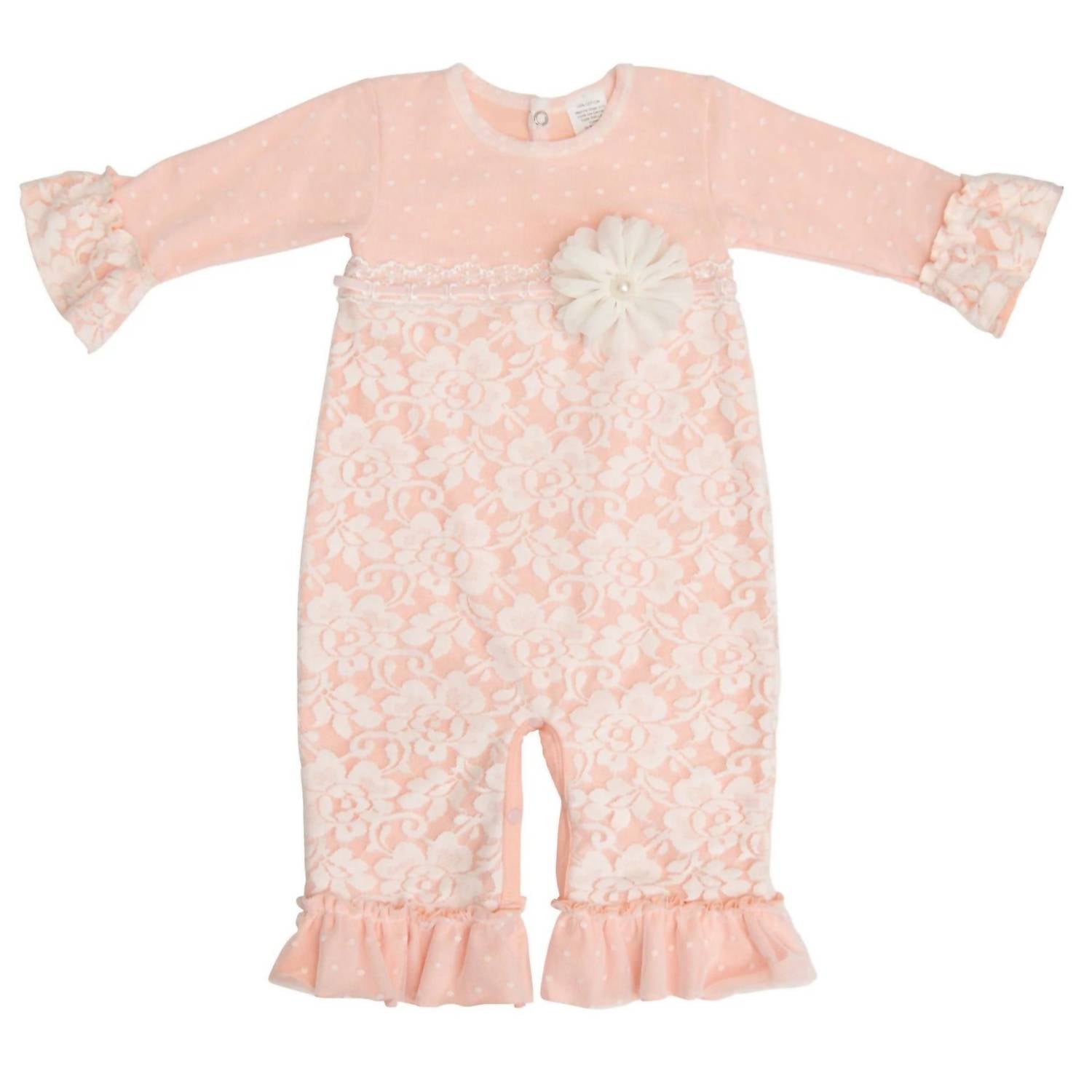 

Ромпер для девочек Avery Grace в розовом и бежевом цветах Haute Baby