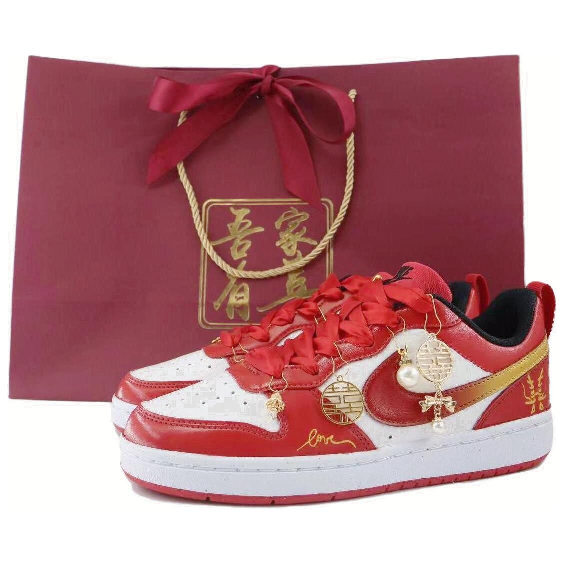

Кроссовки Nike Court Borough Skateboard Shoes Women's Low-Top Red White, красный