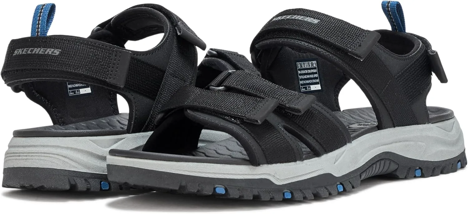 Мужские сандалии Skechers USA Prewitt - Rio с открытым носком и четырьмя ремешками, черный — фото 3