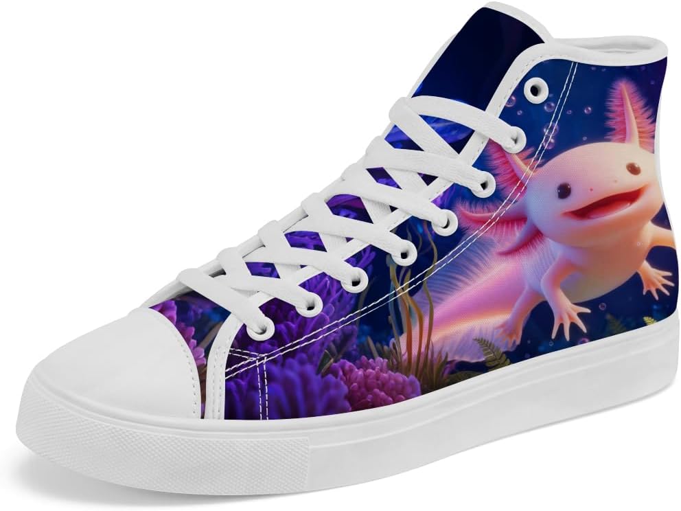 

Мужские и женские высокие кеды Axolotl, высокие тканевые кроссовки на шнуровке, повседневная обувь, подарок для мужчин и женщин Chebing, пурпурный