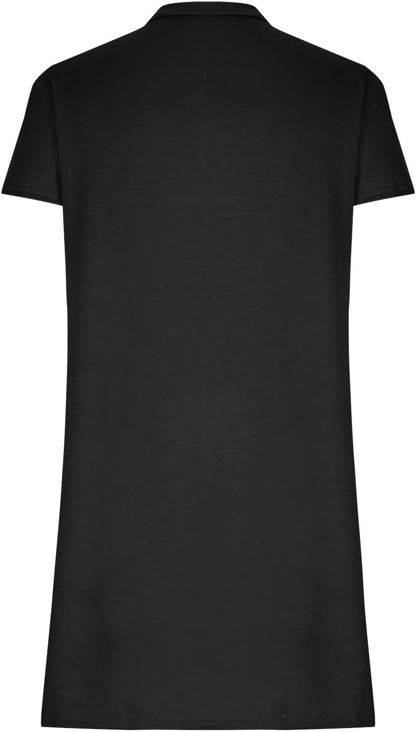 Летние мини-платья с V-образным вырезом для женщин 2026 года: повседневное платье с коротким рукавом и струящейся юбкой, модное свободное платье для пляжного отдыха Generic, черный — фото 4