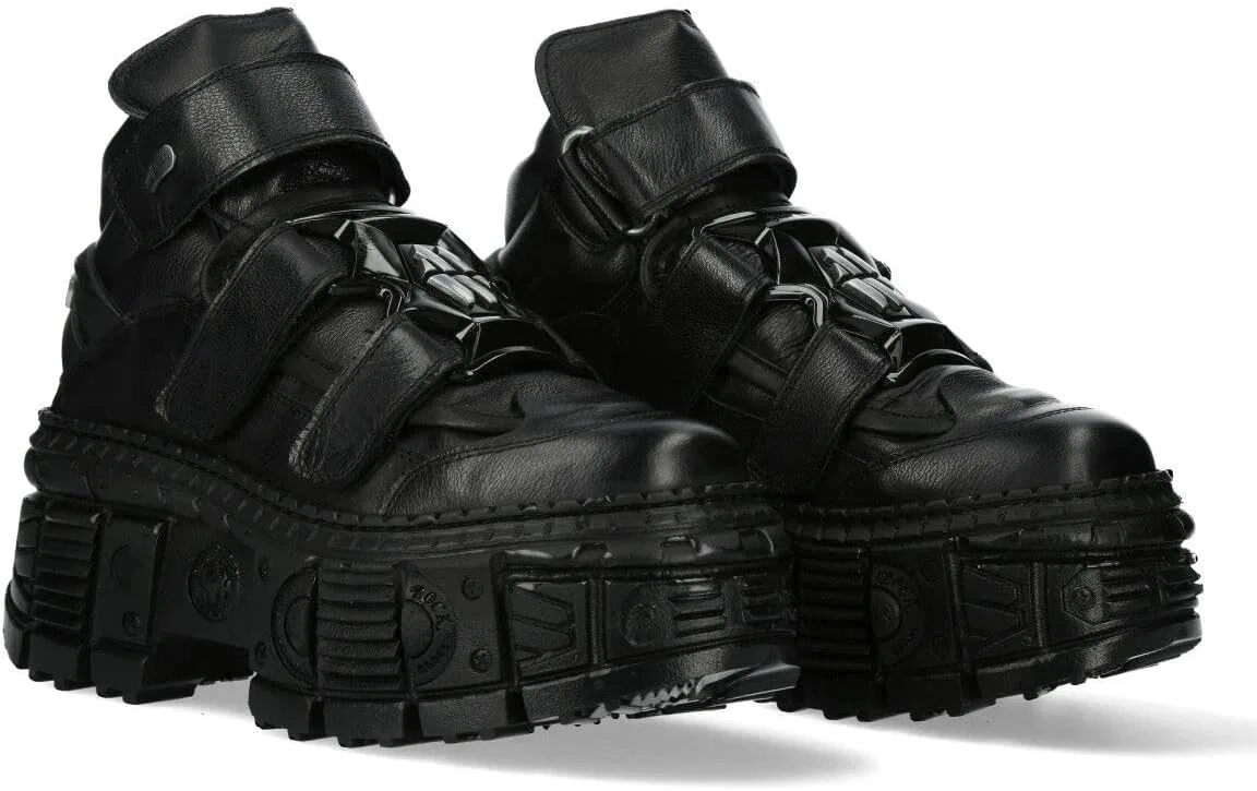 New Rock Новые ботинки Rock Boots унисекс WALL285-S2, металлизированная черная кожа, готические ботинки в стиле панк-эмо — фото 2