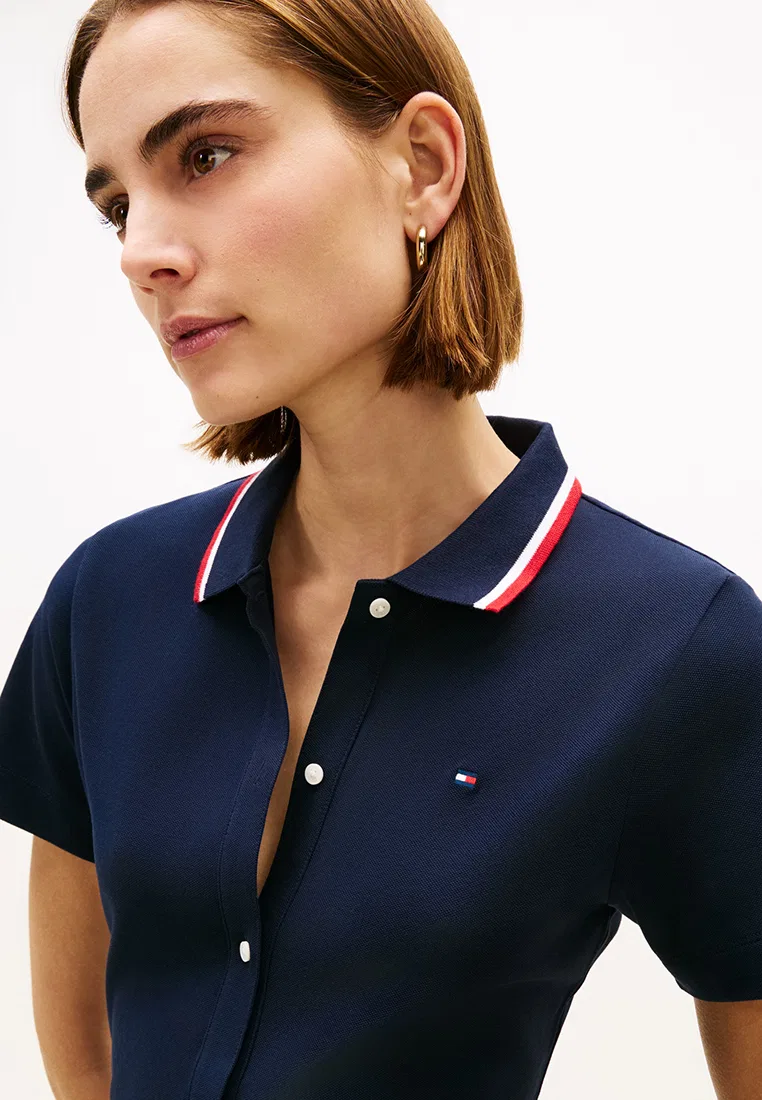 Платье-поло Fit & Flare, приталенное, TH Mainline Tommy Hilfiger, темно-синий/мультиколор — фото 3