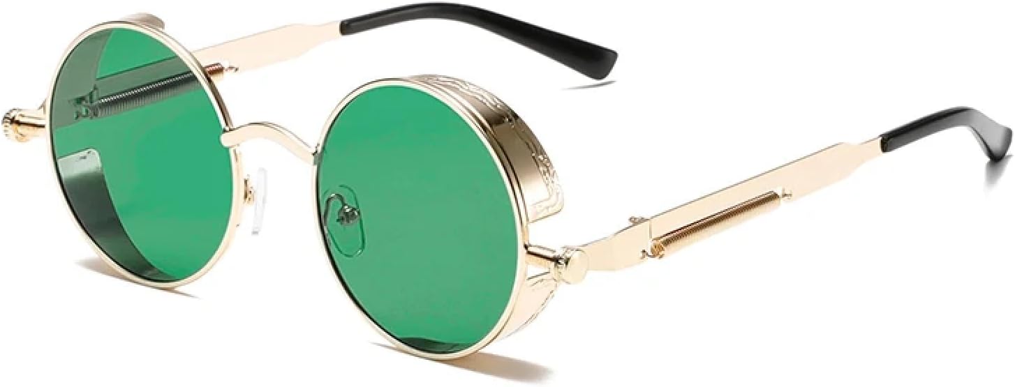 

Солнцезащитные очки с защитой от УФ-излучения UV400 | Круглые мужские очки в металлической оправе | Линзы конфетных цветов для занятий спортом на открытом воздухе и вождения DSVIGF, Golden-green