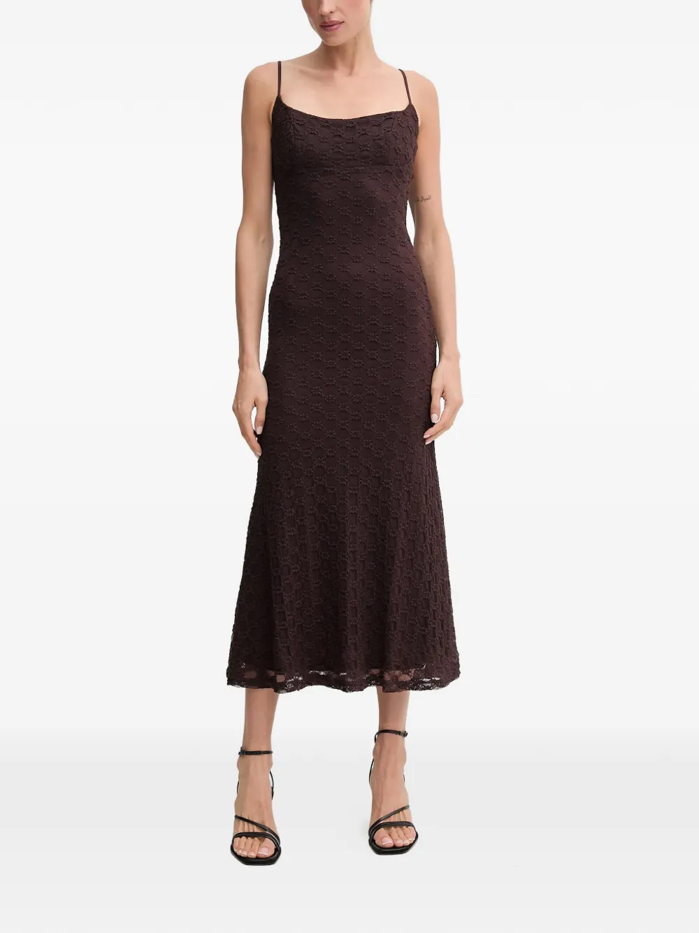 

Миди-платье с цветочным узором adoni Bardot, коричневый