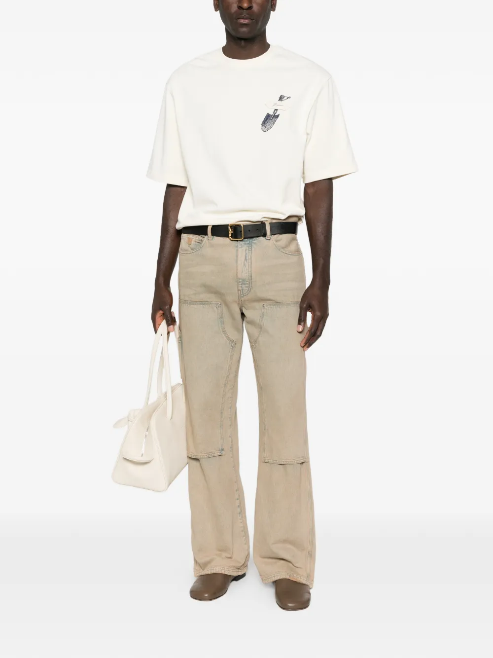 Футболка с вышивкой в виде лопаты Jacquemus, бежевый — фото 2