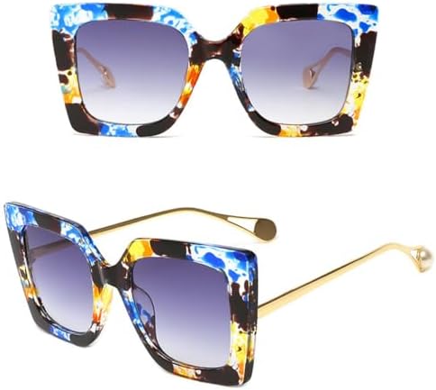 

Солнцезащитные очки для мужчин и женщин, хрустальная оправа, большие винтажные солнцезащитные очки для женщин, защита от ультрафиолета UV400 MTZJH, C7 Blue Flower -Grey