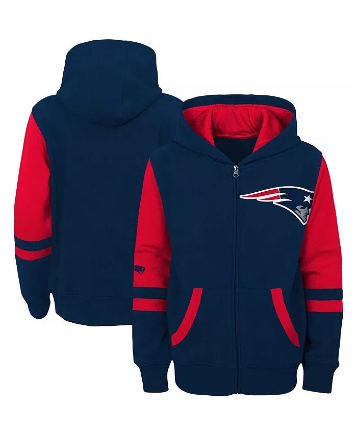 

Темно-синяя толстовка с молнией во всю длину и цветными блоками Big Boys New England Patriots Outerstuff, синий