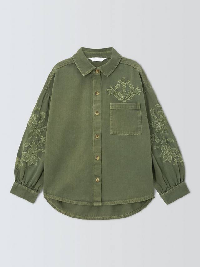 Детская шапка с вышивкой цветочным узором John Lewis, Khaki — фото 3