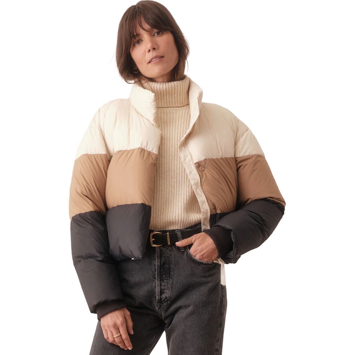 

Короткая пуховая куртка Gia Marine Layer, цвет neutral colorblock