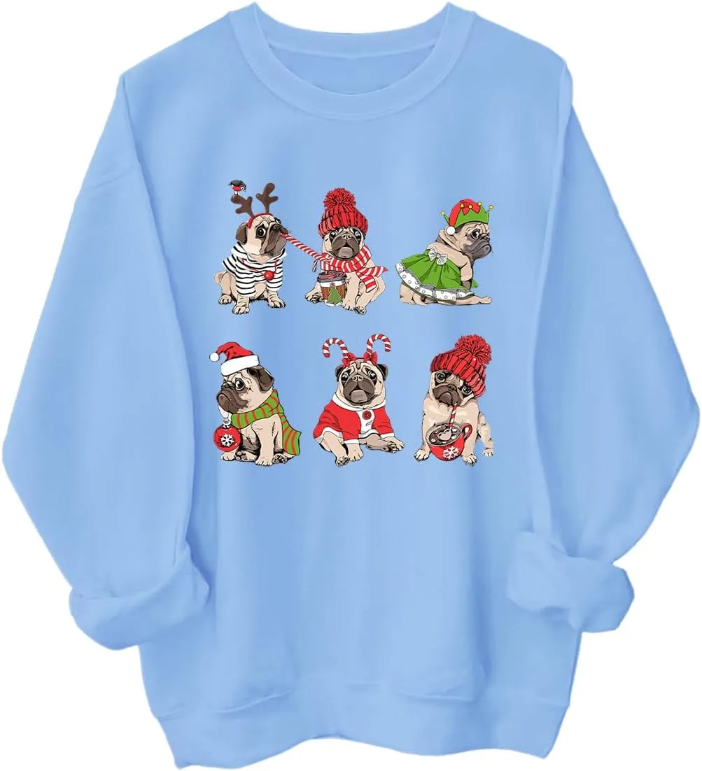 

Свитшот с рождественским мопсом, Long Sleeve Hoodie