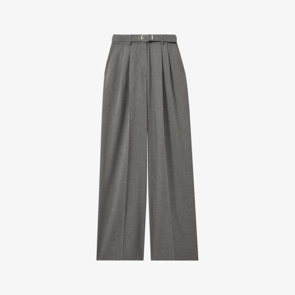 

Широкие брюки с поясом и талией из эластичной ткани. Reiss, серый