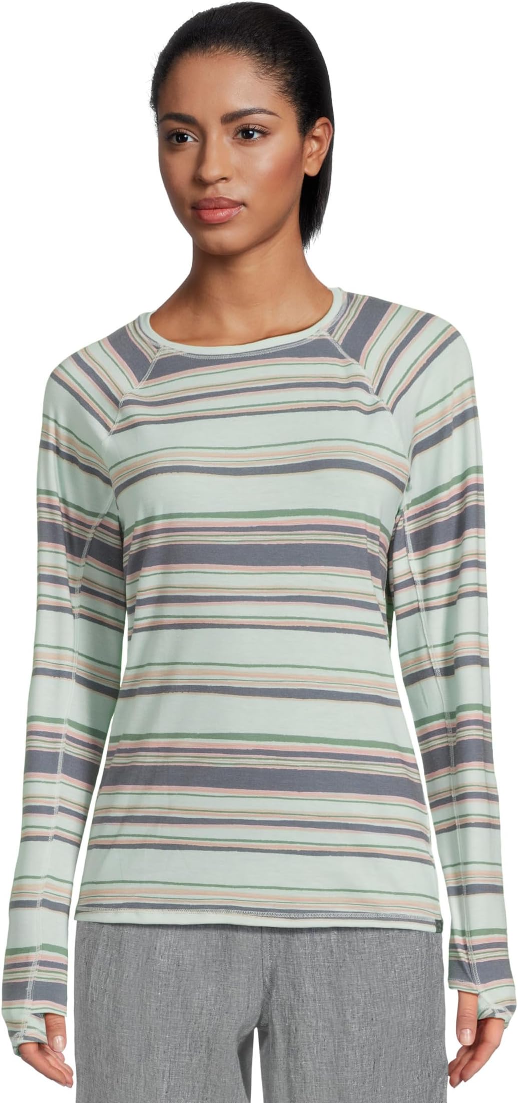 

Футболка L.L.Bean Everyday SunSmart Crew Neck Long-Sleeve Stripe Tee, цвет Cool Sea Blue Stripe