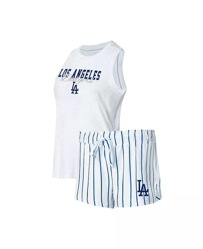 

Женский белый комплект для сна Los Angeles Dodgers Reel в полоску с майкой и шортами Concepts Sport