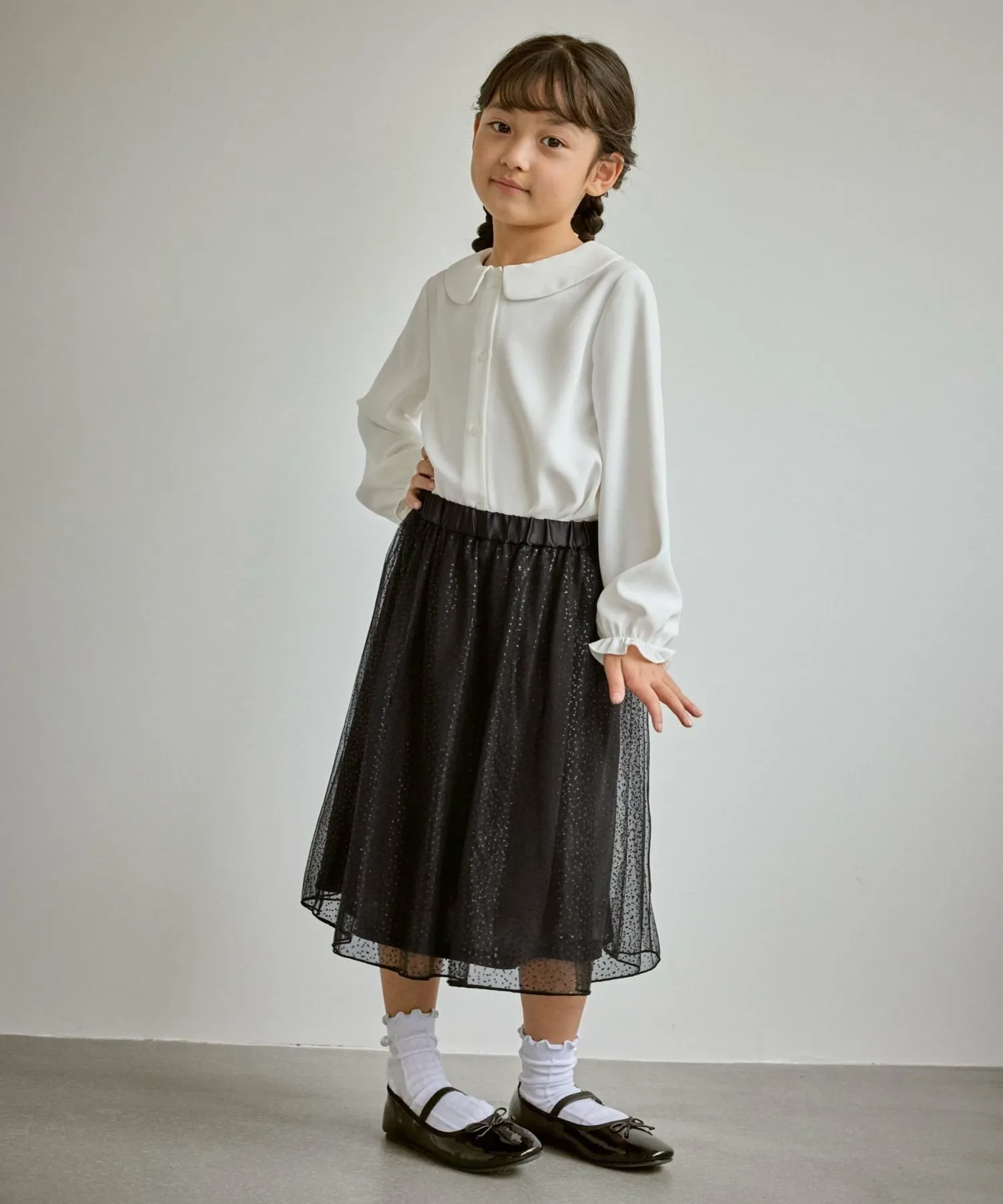 Блузка с круглым вырезом/подходит для торжественных мероприятий ROPE' PICNIC KIDS, White (10) — фото 3