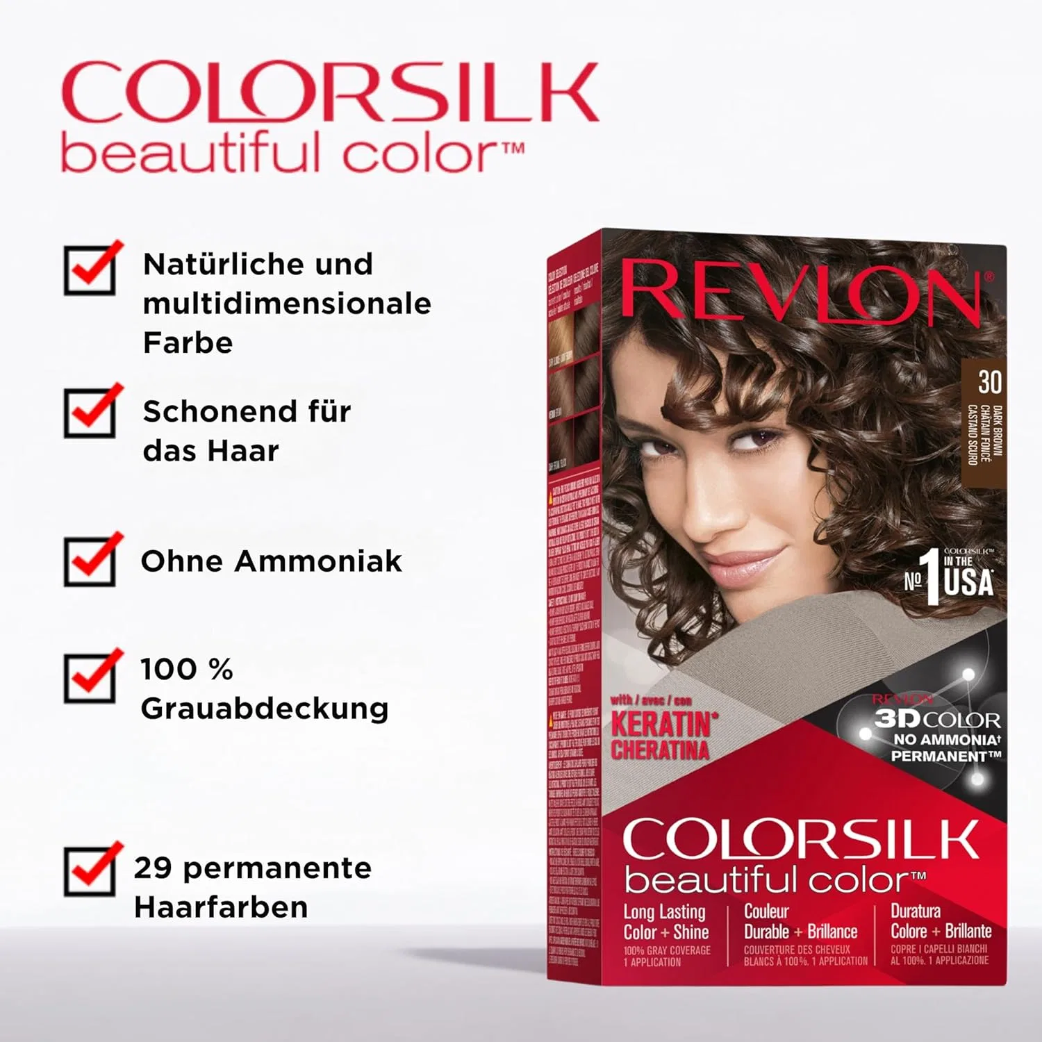 Стойкая краска для волос «Colorsilk» от Revlon, 44 Medium Auburn Revlon, 18 Medium Reddish Brown — фото 3