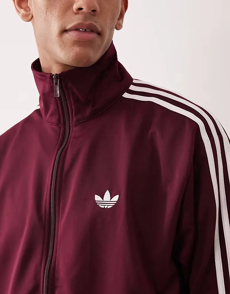 Спортивная куртка Adidas Originals Firebird в бордовом и белом цветах — фото 3