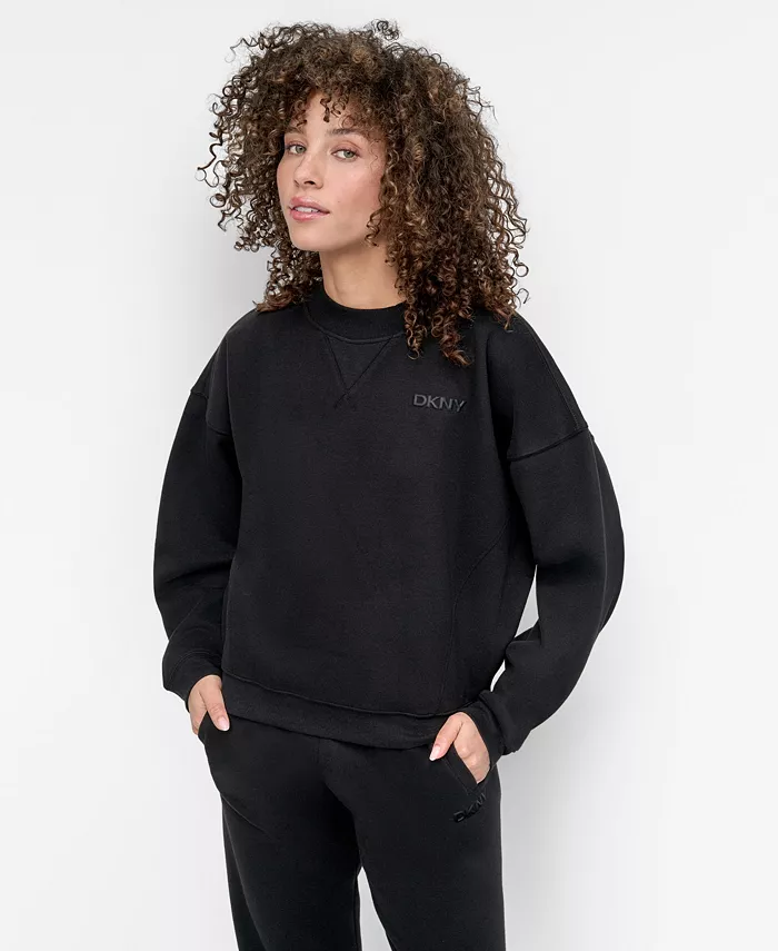 

Женский топ с круглым вырезом и длинными рукавами DKNY, черный