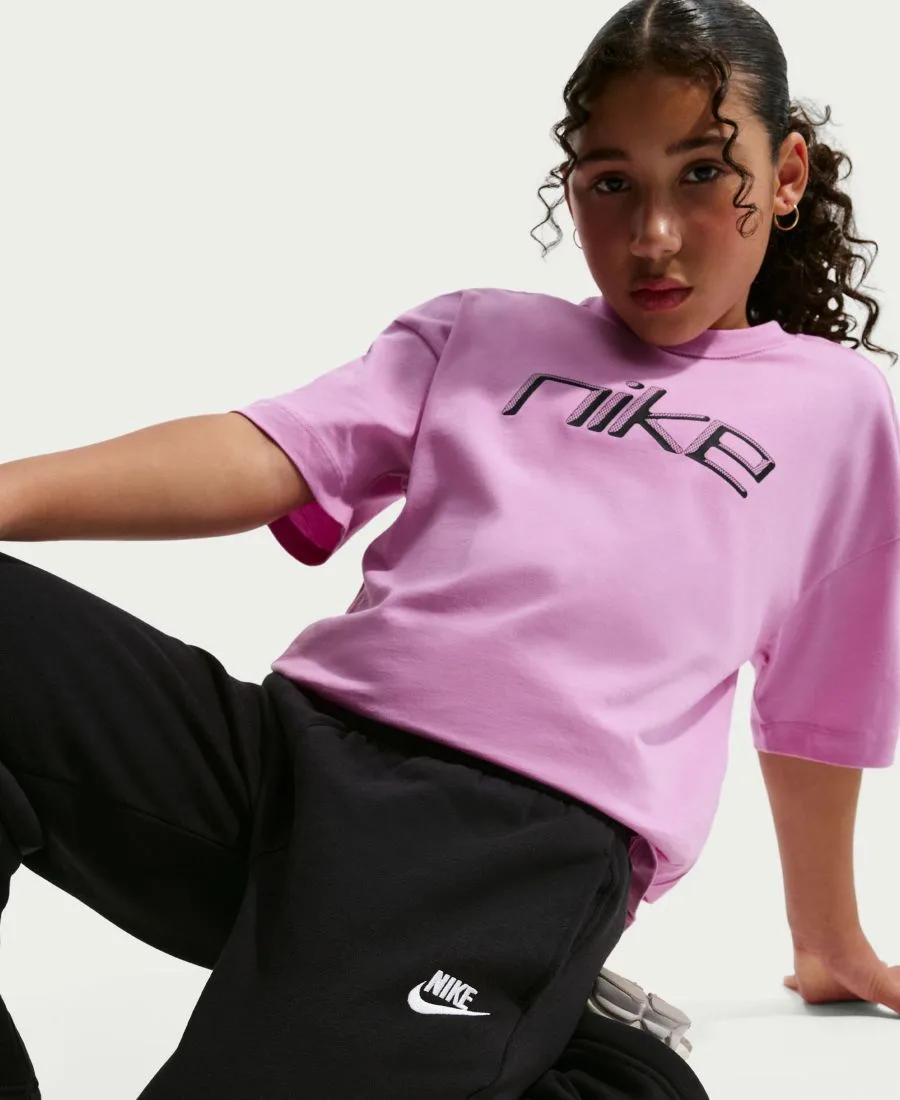 Спортивные брюки свободного кроя с открытым низом для детей постарше Nike, черный — фото 3