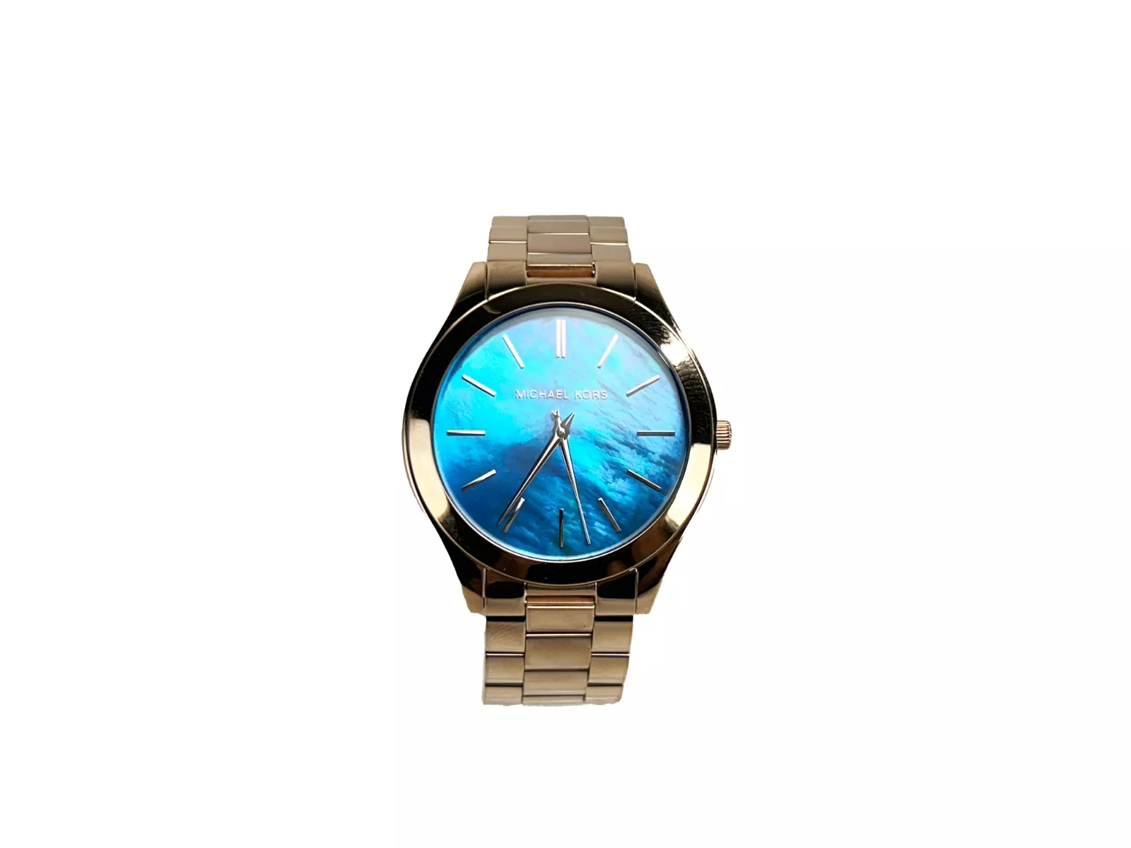 

Тонкие часы Runway из нержавеющей стали MK3494 Ocean Blue Gold Michael Kors